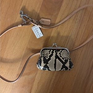 Coach Python-Skin Coin Purse with Strap